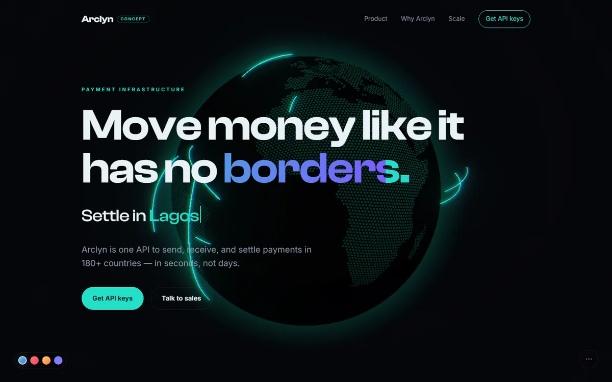 Arclyn borderless global payments desktop web platform